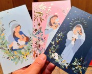 Vierge à l'enfant avec dorure lot de 3 cartes